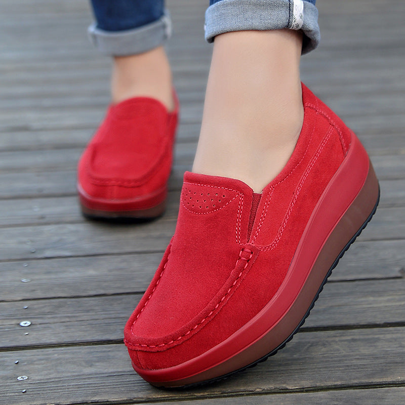 Chaussures compensées à bascule véritables de style coréen pour femmes