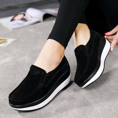 Chaussures compensées à bascule véritables de style coréen pour femmes