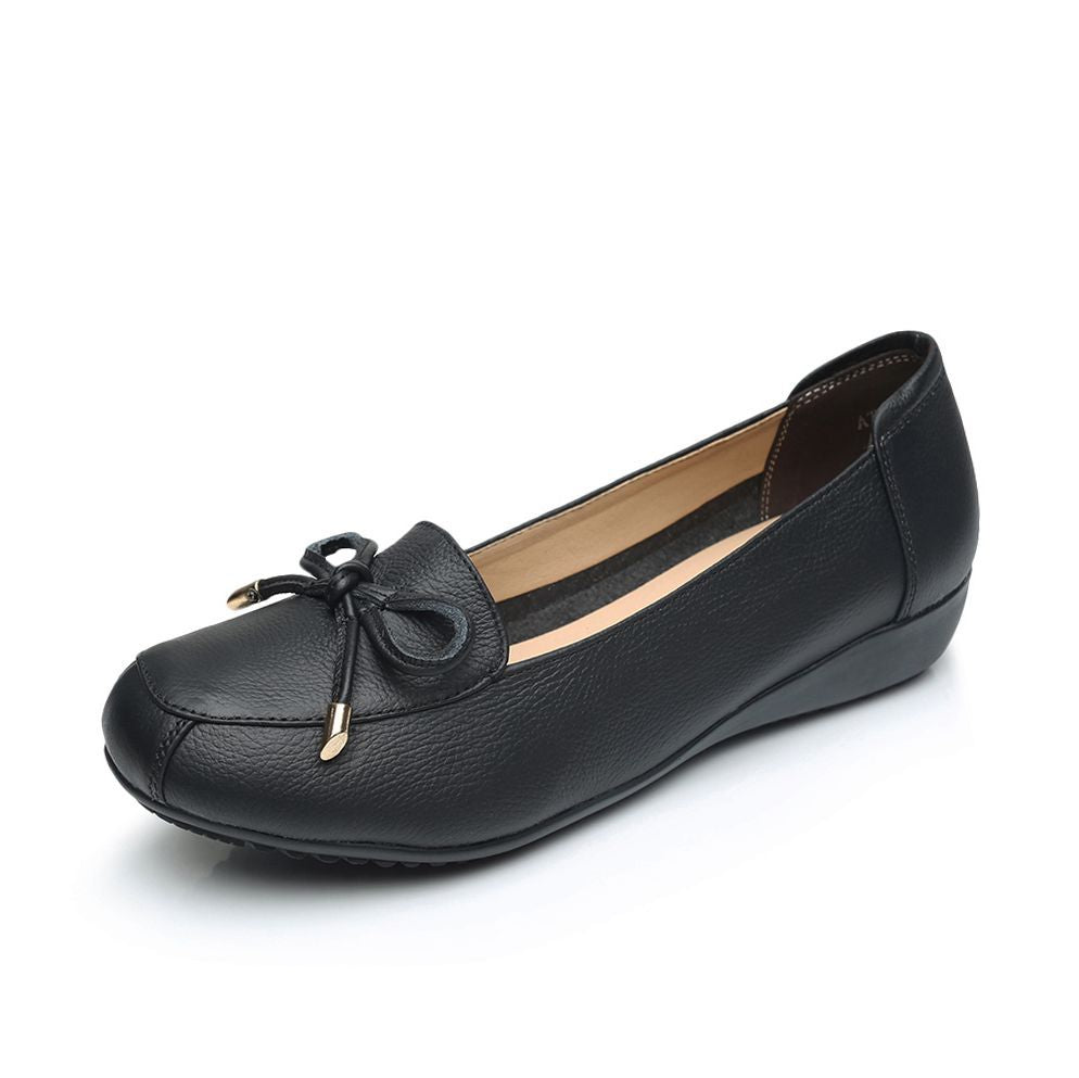 Graceful Charming Cowhide Flat Bottom Comfort