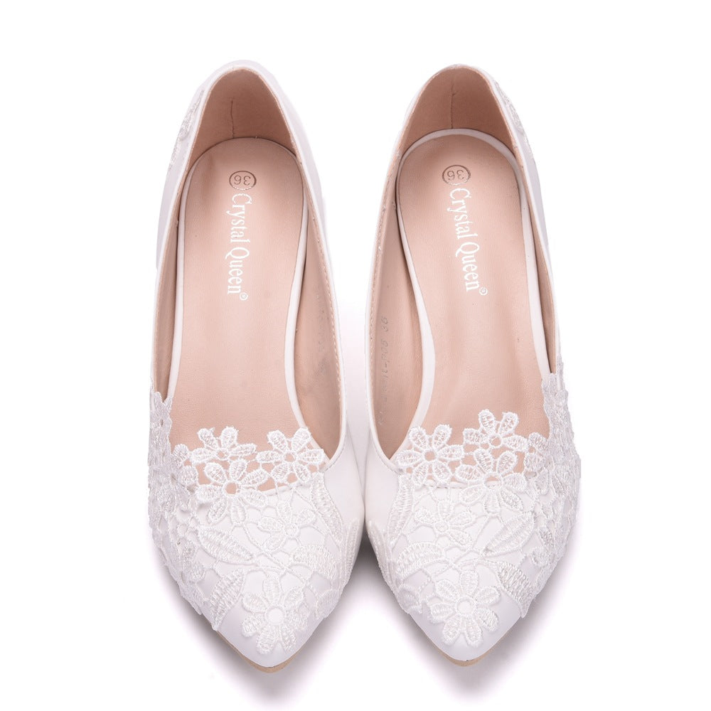 Flower Wedding White High-heeled Bridal Adult