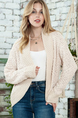 Apricot Popcorn Knit Open Front Cardigan