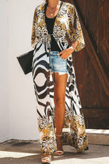 Bedruckter Duster-Cardigan mit Bindeband