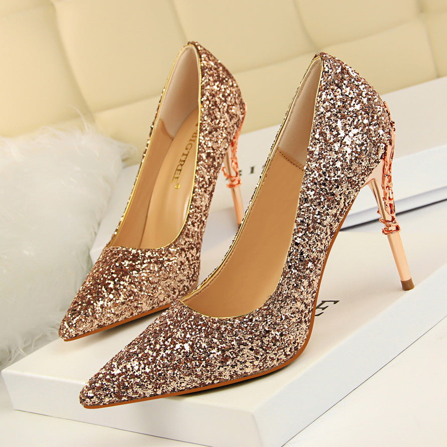 Escarpins à talons aiguilles en métal pour boîte de nuit pour femmes