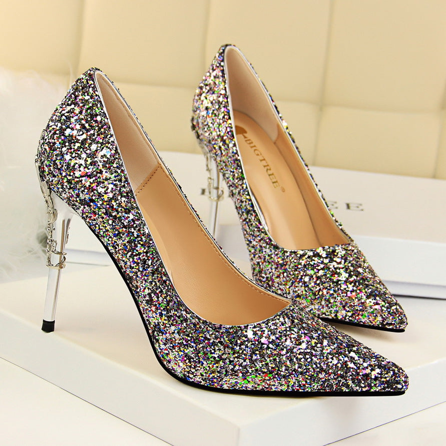 Escarpins à talons aiguilles en métal pour boîte de nuit pour femmes