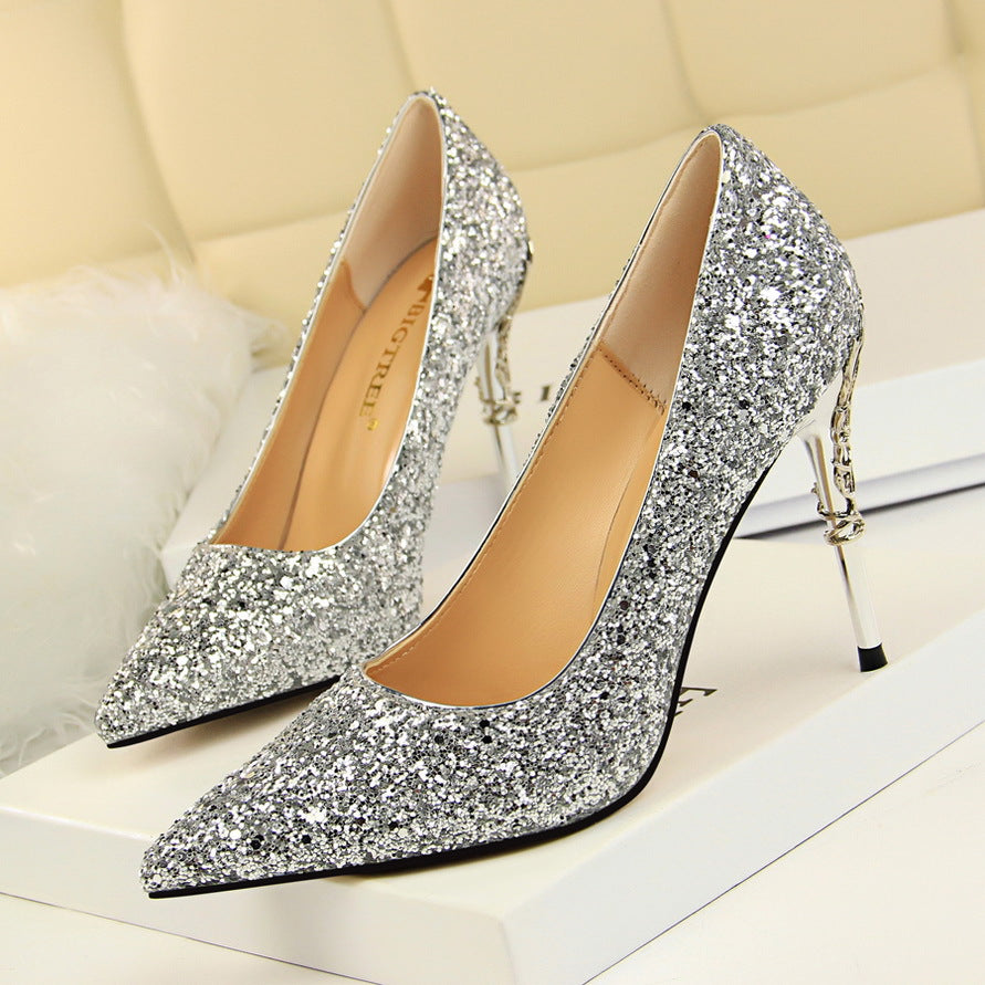 Escarpins à talons aiguilles en métal pour boîte de nuit pour femmes