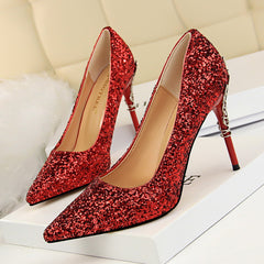 Escarpins à talons aiguilles en métal pour boîte de nuit pour femmes