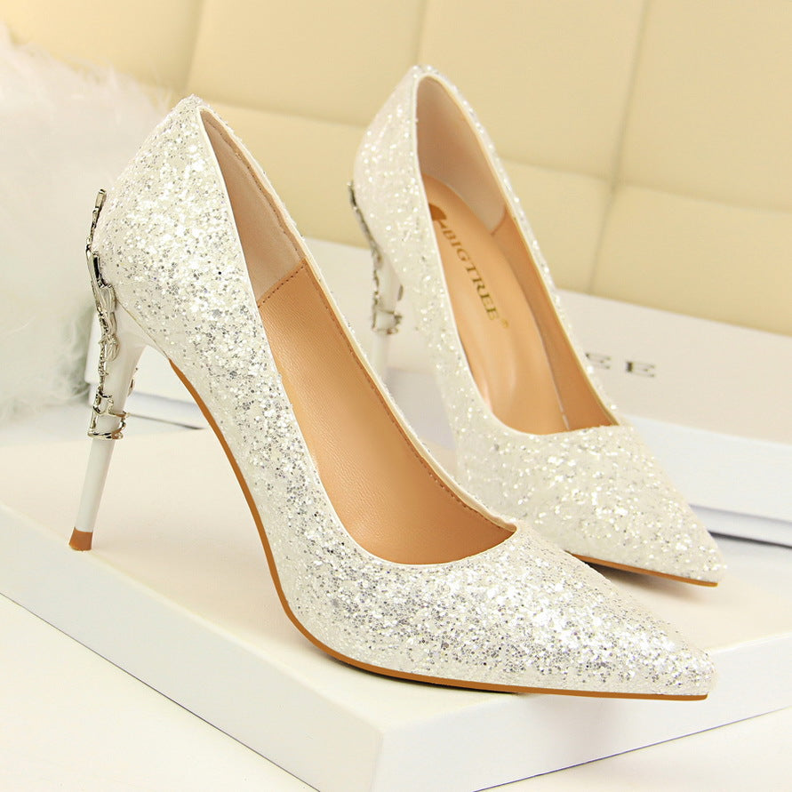 Escarpins à talons aiguilles en métal pour boîte de nuit pour femmes