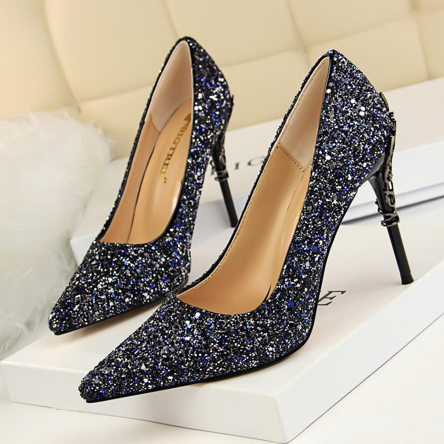 Escarpins à talons aiguilles en métal pour boîte de nuit pour femmes