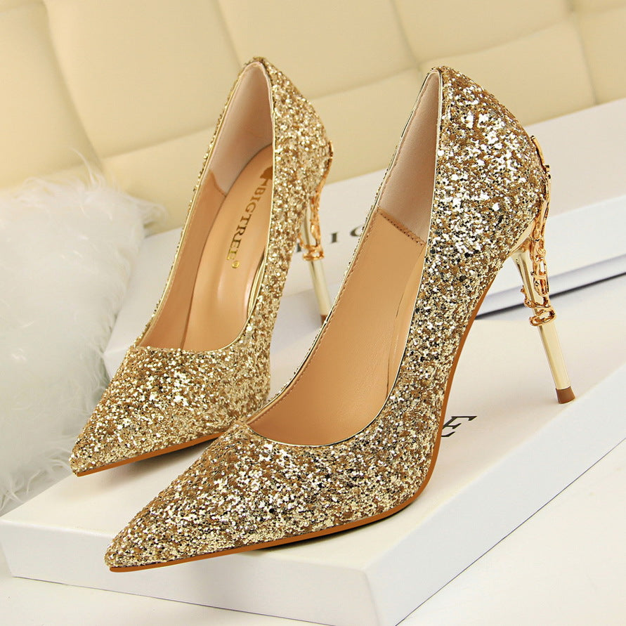 Escarpins à talons aiguilles en métal pour boîte de nuit pour femmes