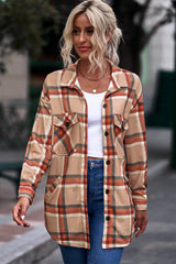 Veste boutonnée à carreaux avec poches poitrine