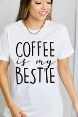 T-shirt graphique en coton Simply Love COFFEE IS MY BESTIE