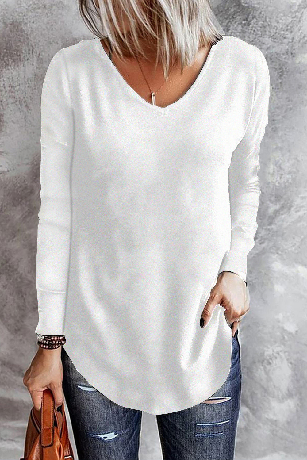 V-Neck Dropped Shoulder Top