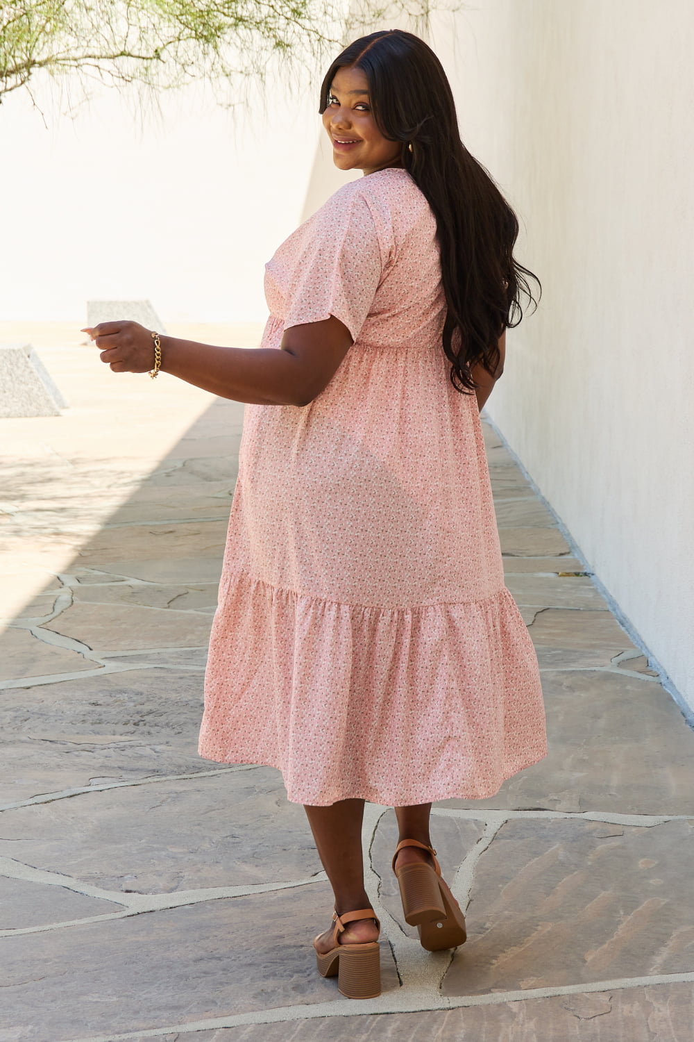 Robe mi-longue à manches kimono HEYSON pour bébé, taille adulte, couleur pêche
