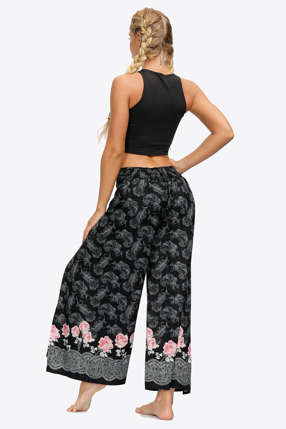 Pantalon long à jambes larges fendues