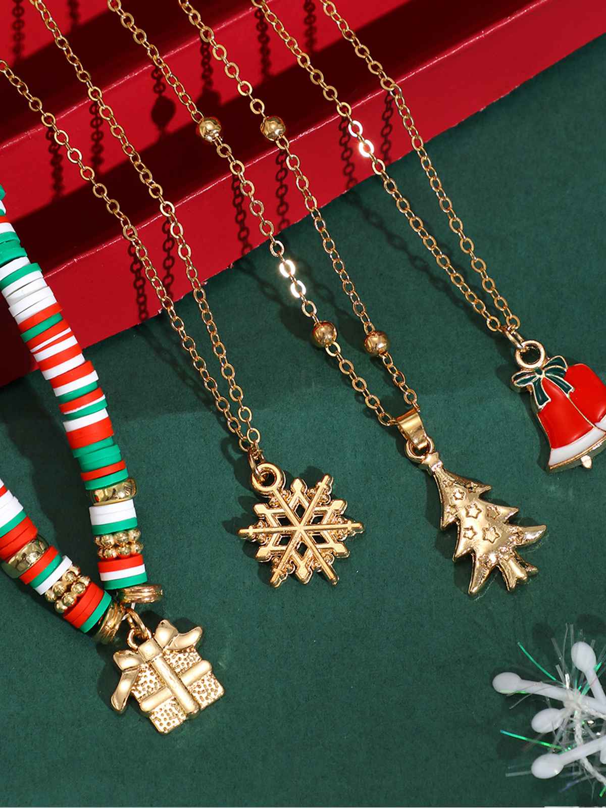 Ensemble de colliers superposés de Noël vintage