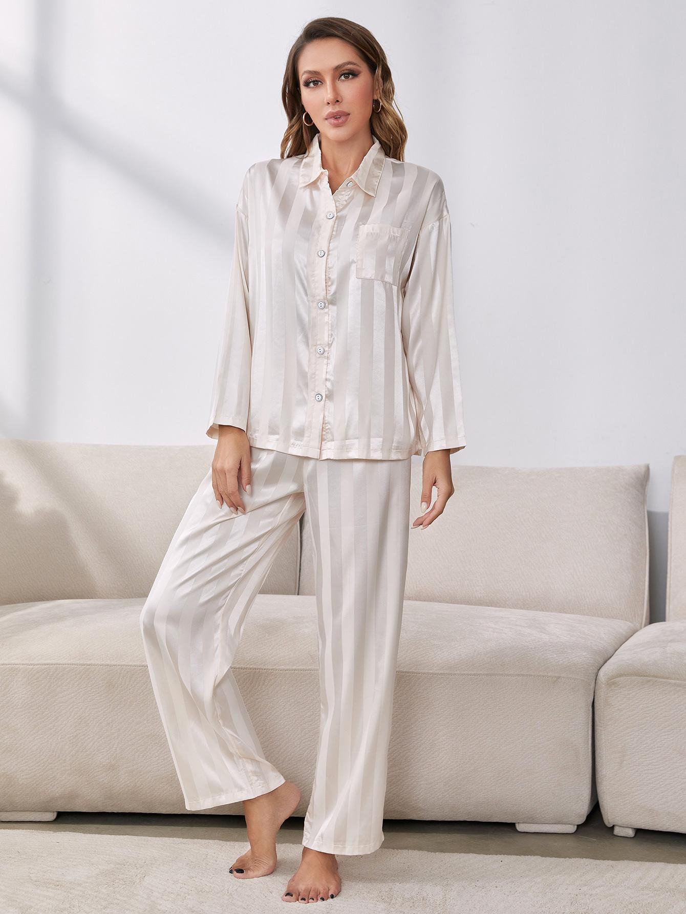 Button-Up Shirt Pants Pajama Set