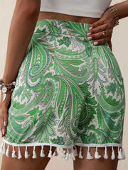 Bedruckte Shorts mit Quastensaum