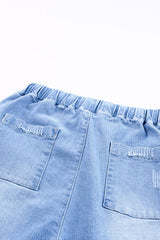 Jogginghose aus Denim im Used-Look mit Taschen
