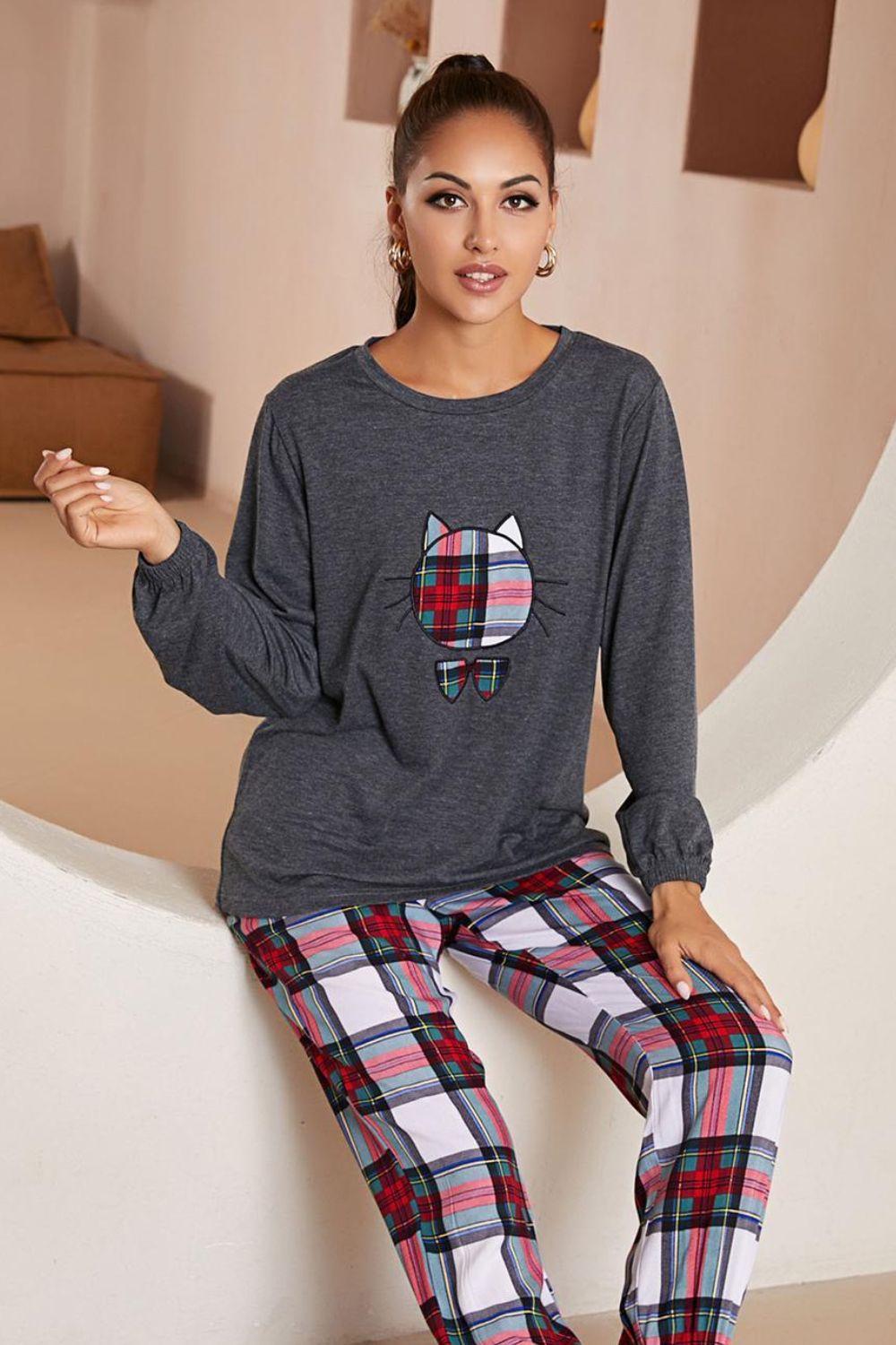 Animal Style Top Plaid Joggers Lounge Set