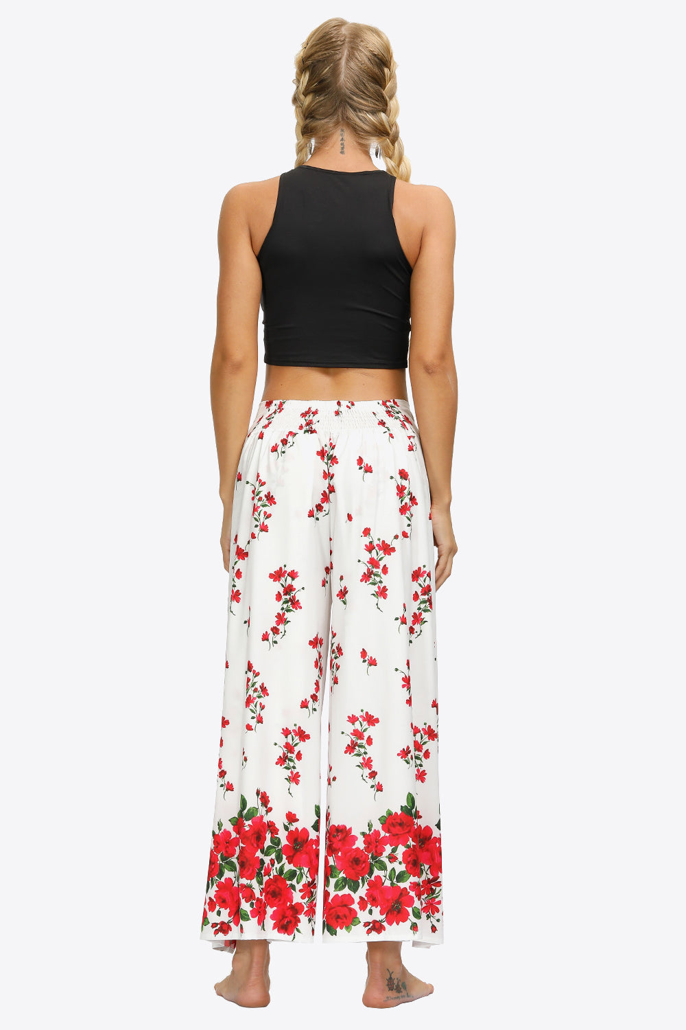 Pantalon long à jambes larges fendues