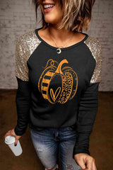 Pumpkin Graphic Sequin T-Shirt