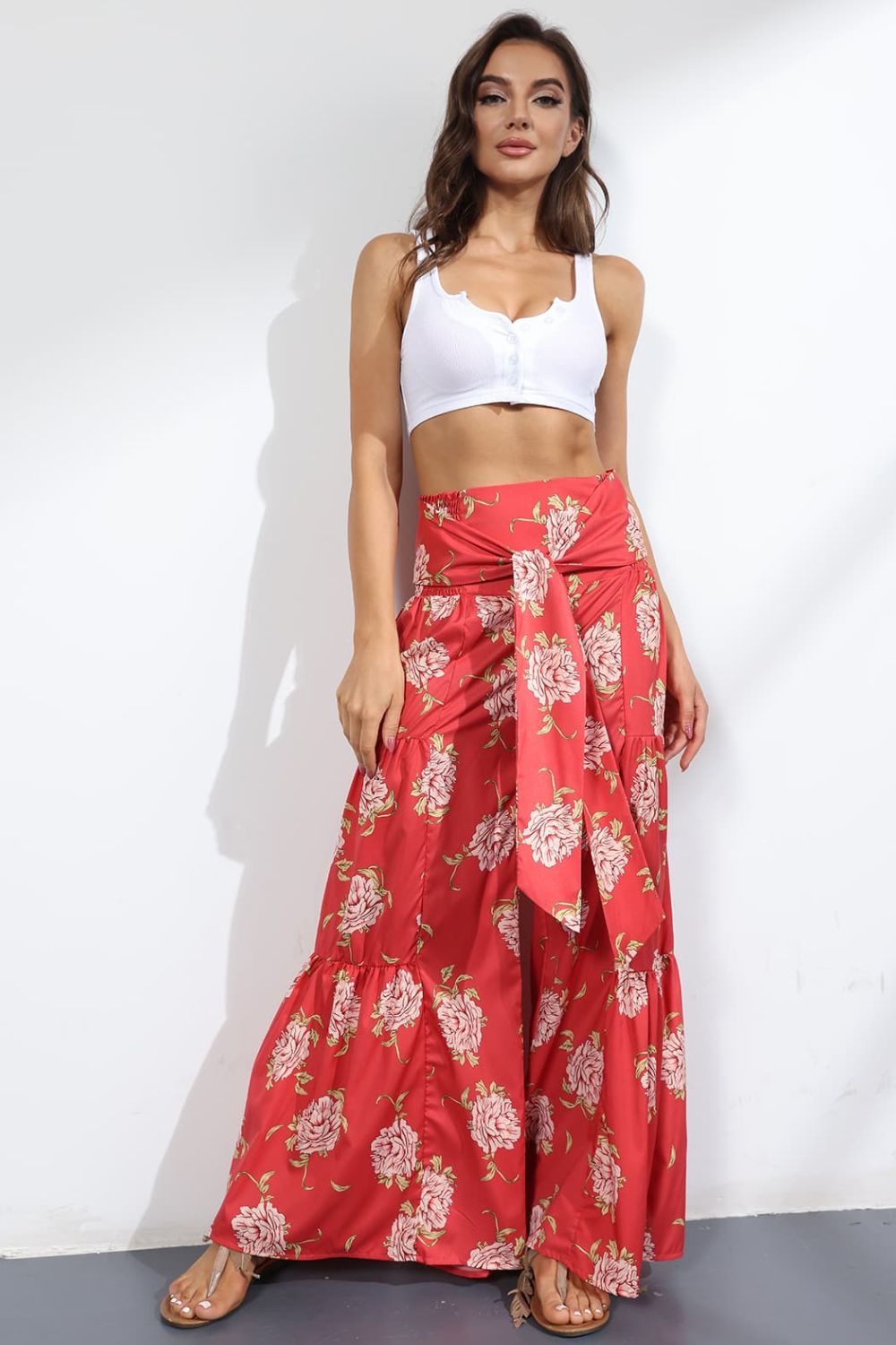 Culotte taille haute nouée imprimée