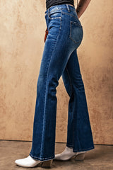 Jean évasé taille haute avec poches