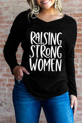 RAISING STRONG Graphic V-Neck Top