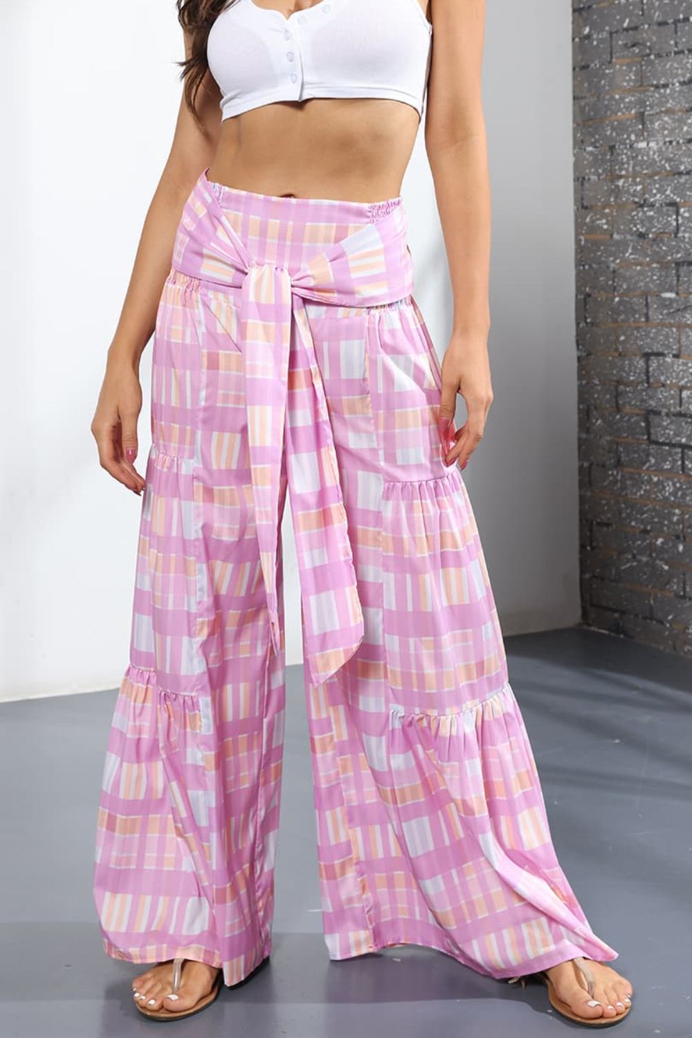 Culotte taille haute nouée imprimée
