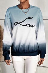 Sweatshirt mit überschnittenen Schultern und Farbverlauf LOVE