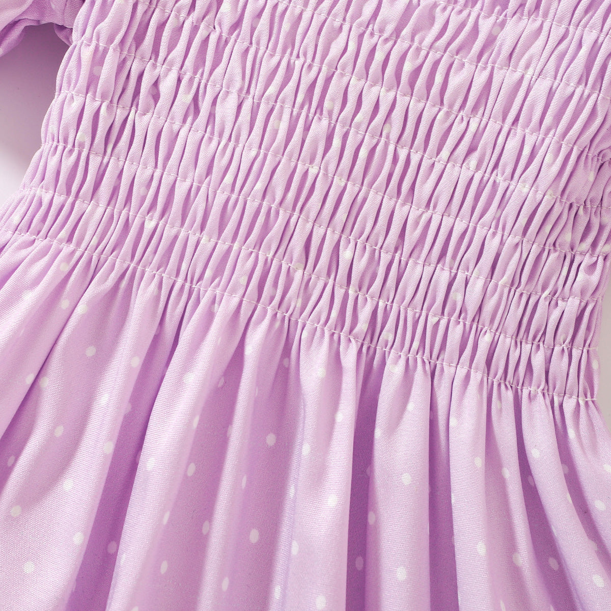 Robe smockée imprimée à col carré