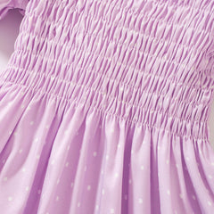 Robe smockée imprimée à col carré