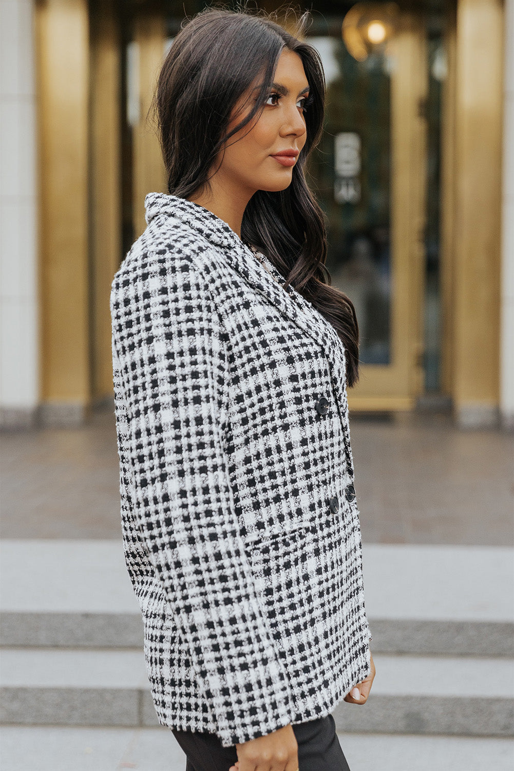 Blazer croisé à carreaux