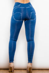 Jean long skinny taille haute boutonné