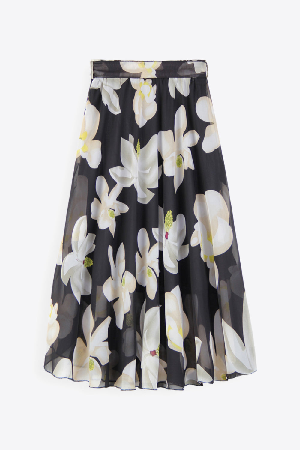 Jupe fleurie taille haute avec lien à la taille
