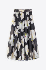 Jupe fleurie taille haute avec lien à la taille