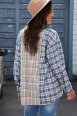 Chemise à carreaux contrastée boutonnée sur le devant