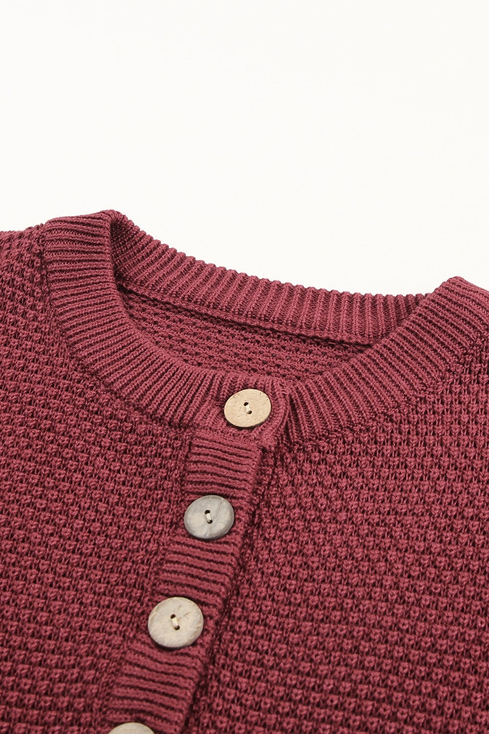 Quarter-Button Drop Shoulder Sweater