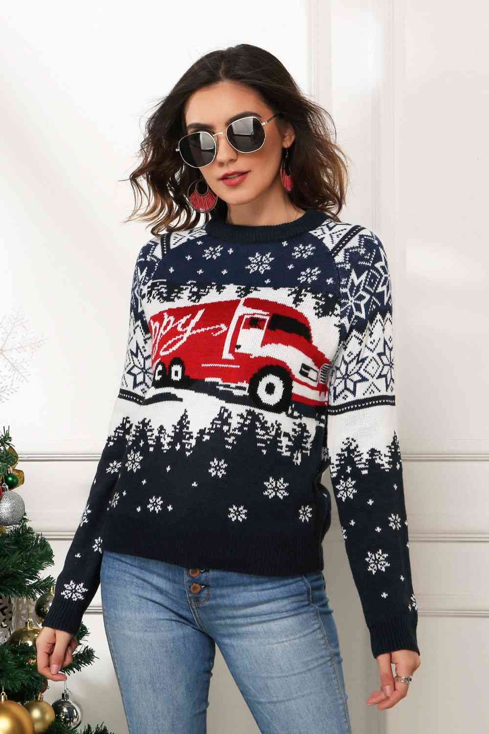 Pull à manches raglan « HAPPY Christmas »
