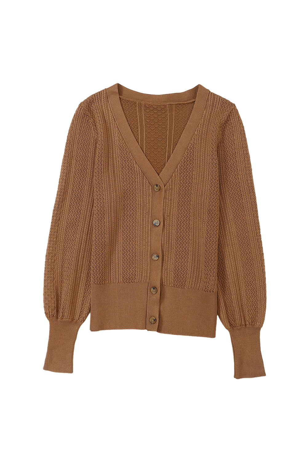 Cypress – Lässiger, strukturierter Cardigan mit V-Ausschnitt und Knopfleiste