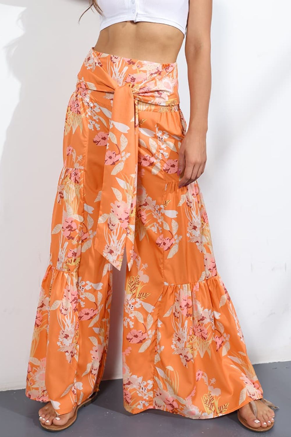 Culotte taille haute nouée imprimée