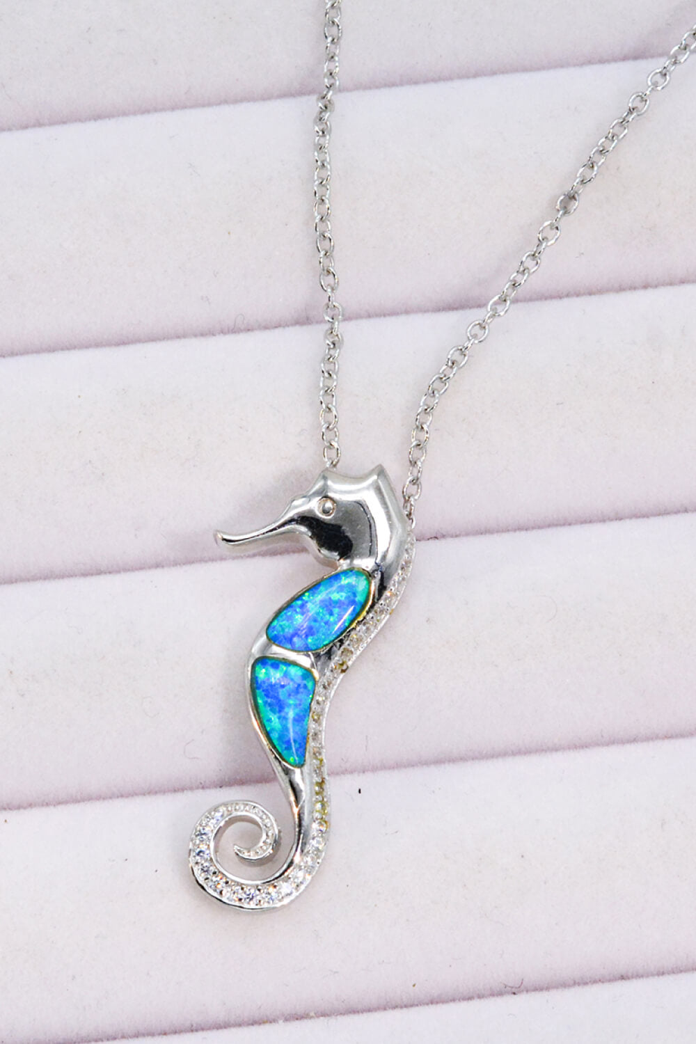 Opal Seepferdchen 925 Sterling Silber Halskette