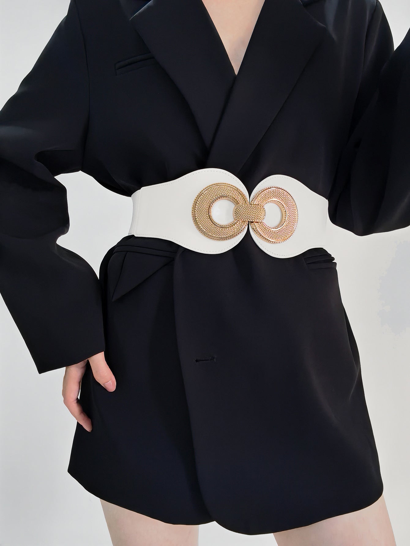 Ceinture élastique en PU avec boucle en alliage