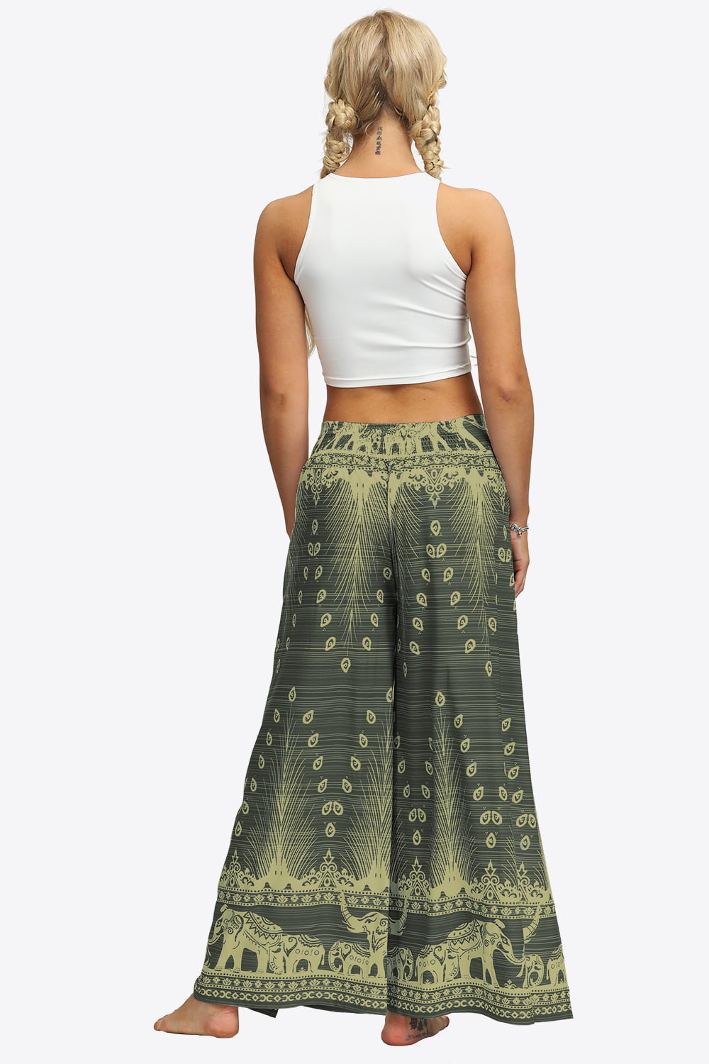 Pantalon long à jambes larges fendues