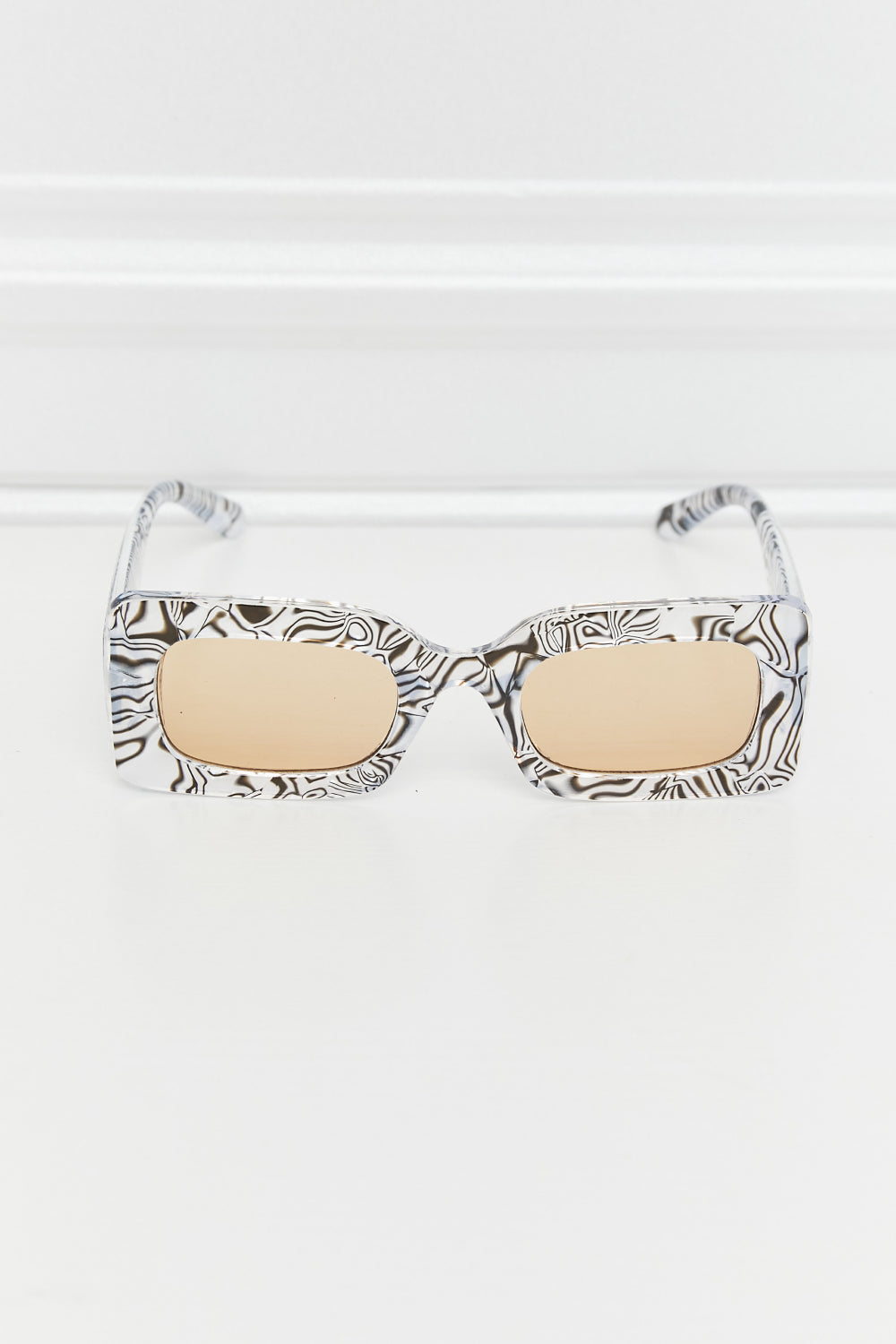 Rechteckige Schildpatt-Sonnenbrille aus Polycarbonat