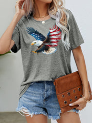 T-shirt graphique avec aigle et drapeau américain