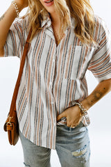 Chemise rayée à manches courtes avec poche poitrine