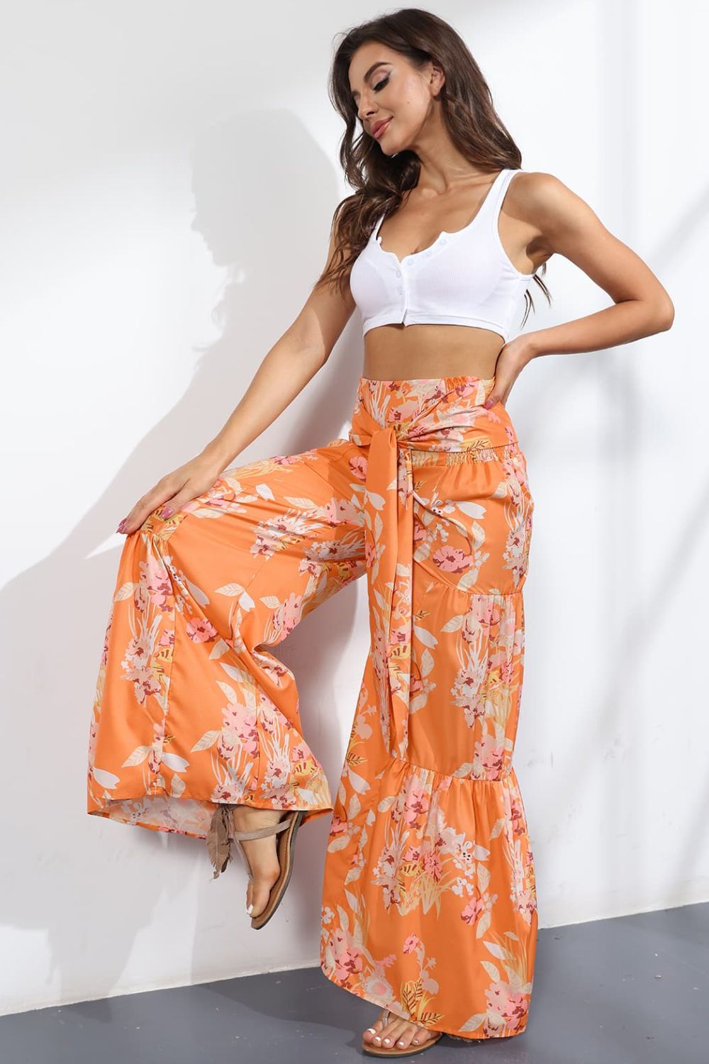 Culotte taille haute nouée imprimée