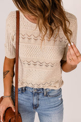 Pull en maille ajourée à manches courtes