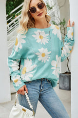 Pullover mit Rundhalsausschnitt und durchbrochenem Gänseblümchen-Print